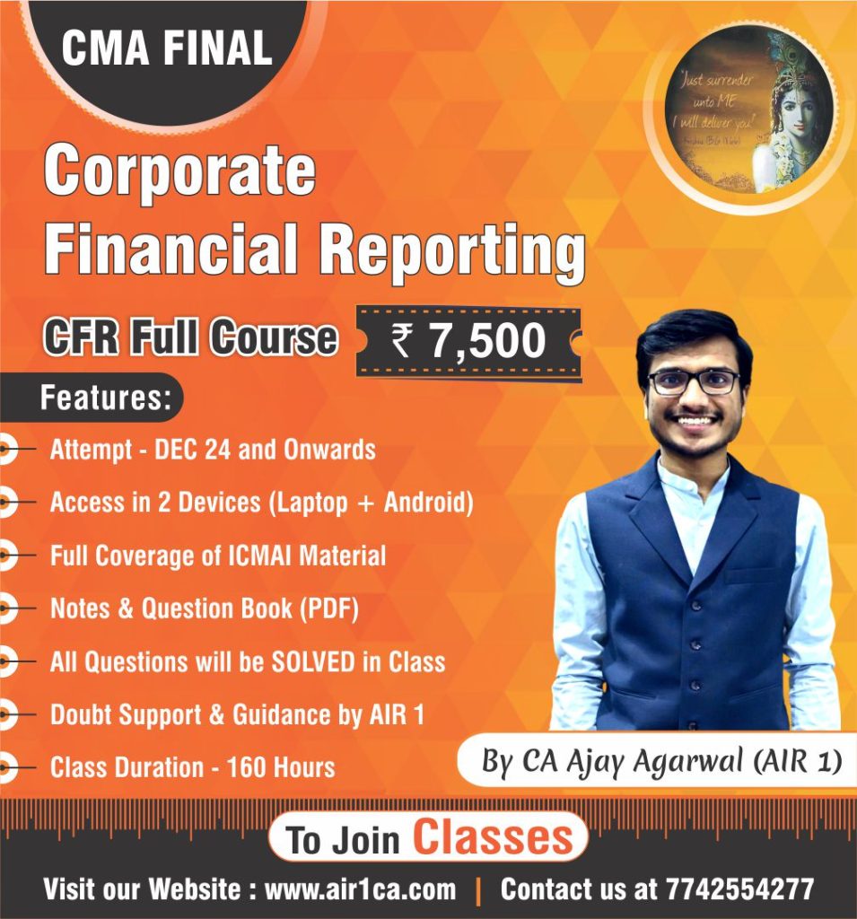 CMA Final Corporate Financial Reporting CFR AIR1CA Career Institute